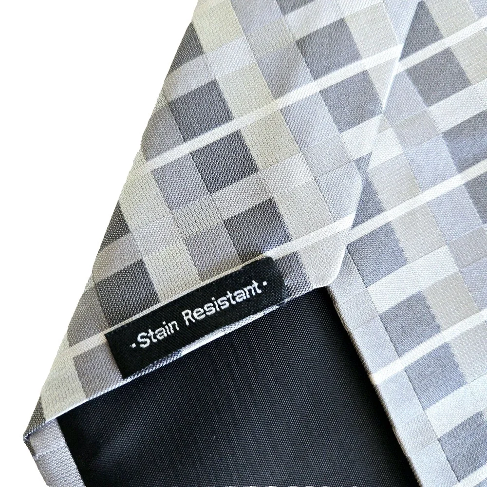 Van Heusen Silk Tie Gray Plaid Geometric Classic Retro Hand Made Stain Resistant
